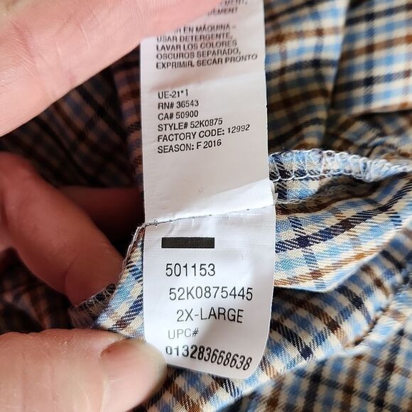 5/$15 Arrow men's XXL (18-18 1/2) plaid button-down dress shirt - Picture 8 of 8